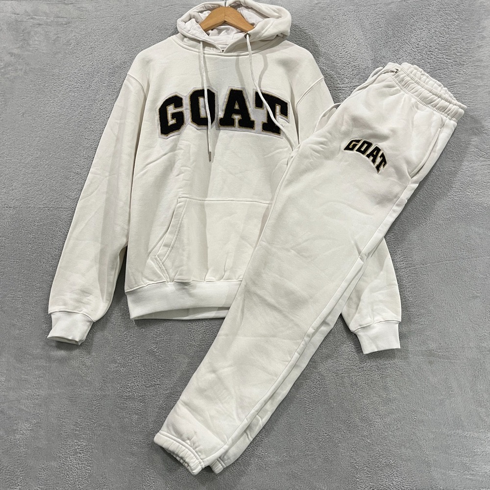 SNEAKGALLERY Hoodie Sweatpants Set Mens Small GOAT Chenille Patch Joggers